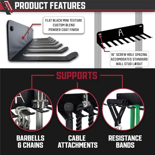Omega Beast Rack Wall Mount Gym Storage Rack with 11 Hooks - Made in USA