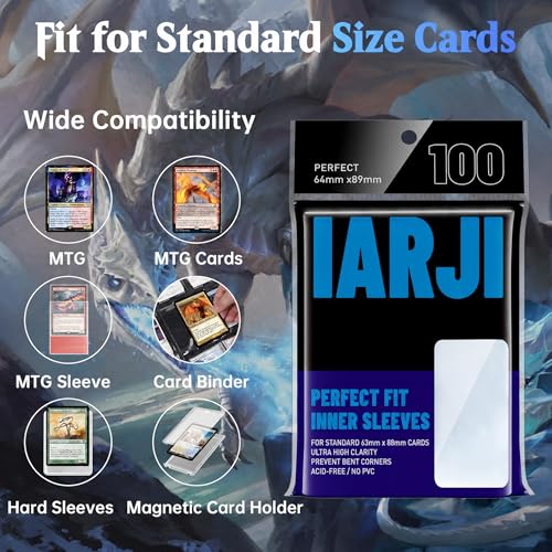 IARJI 10,000ct Perfect Fit Card Sleeves for MTG, TCG & PKM - 64x89mm, Clear Inner Protection