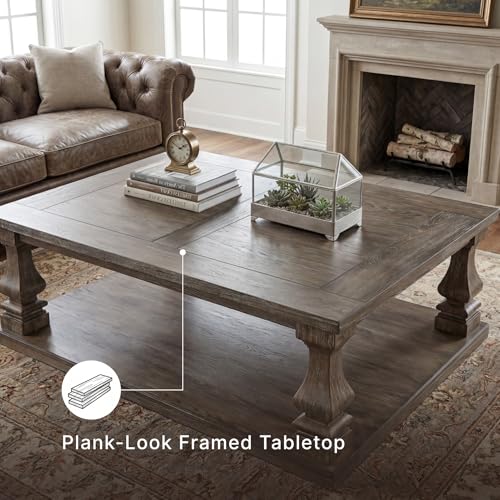 Signature Design by Ashley Large Farmhouse Coffee Table - Rectangular, Weathered Gray, Table Variation