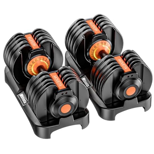 Adjustable Dumbbell Set 2 x 52.5 lbs with Quick-Change Weights & Safety Lock