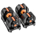 Adjustable Dumbbell Set 2 x 52.5 lbs with Quick-Change Weights & Safety Lock
