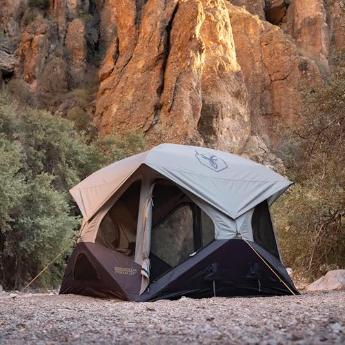 Overland Camping Tent for 4 - Waterproof Pop-Up Hub Tent with Mesh Roof