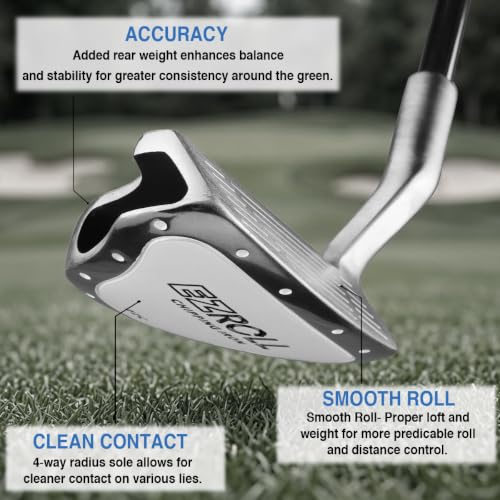Intech EZ Roll Golf Chipper Club - Right Hand, Silver/White, 35 Inch