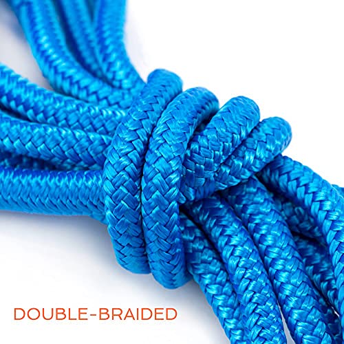 15-Foot Double Braided Nylon Dockline with Loop for Boat Mooring