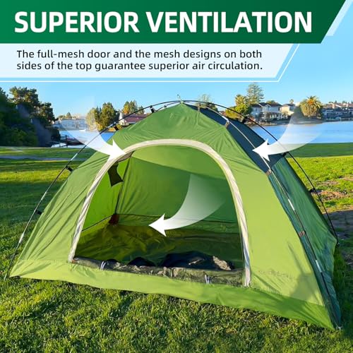 Green Waterproof 2-Person Camping Tent - Easy Setup Backpacking Tent