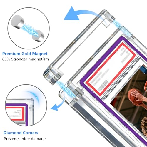 DEDC 4-Pack Transparent Acrylic Card Display Case for PSA Slab Guard - Magnetic Stand, UV Resistant, 3.2cm Thick, Fits Standard Trading Cards