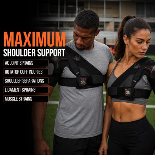 Shock Doctor Shoulder Support Brace for Men & Women, Rotator Cuff Stabilizer, Small/Medium, Black