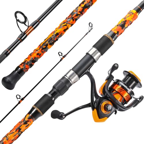 Sougayilang 10ft Orange Surf Fishing Rod Combo 3-Piece Medium/Heavy with 4000/5000 Reel
