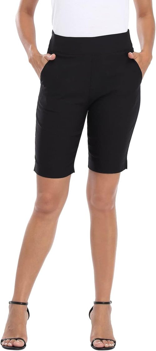 HDE Women's Bermuda Shorts - Mid Rise Design with Pockets | 10" Inseam for Comfort