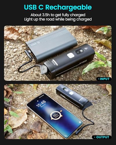 RAVEMEN K1800 Smart Bicycle Front Light with AI Night Mode & Wide Beam