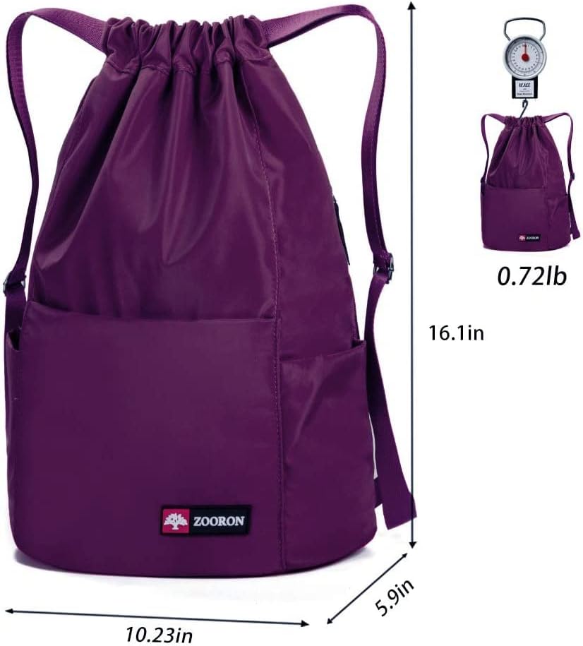ZOORON Waterproof Gym Backpack - Versatile Drawstring Design for Men & Women | Mini Travel Daypack