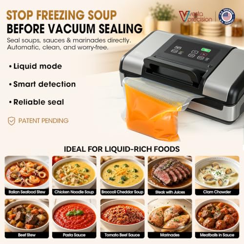 Vesta Precision 12-Inch Vacuum Sealer for Food & Liquids with Rolls - Wet & Dry Sealing