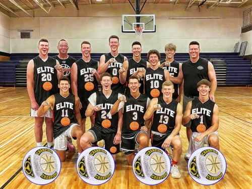 Gold 12 Pcs Basketball Championship Rings with Chains & Display Stand - Tournament Award Trophy Gift
