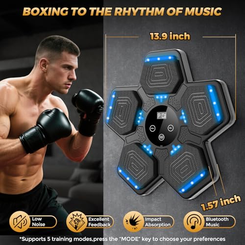 LOLBOX Black Wall Mounted Bluetooth Music Boxing Machine with Gloves