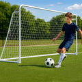 White 12x6ft Foldable Soccer Goal for Backyard & Training - Alloy Steel Frame