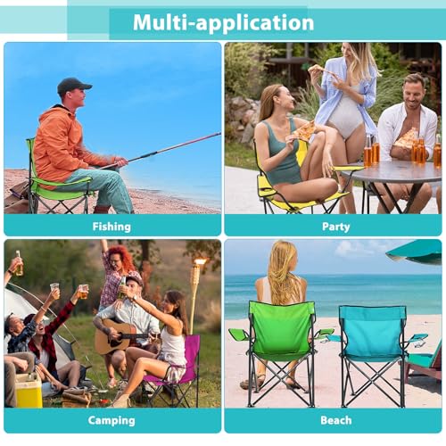 Extra Large Folding Camping Chairs with Carry Bag - Set of 4, Stylish