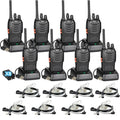 Long Range Walkie Talkies 8 Pack with Earpieces - 5.5 Mile Range, Handheld Two Way Radios