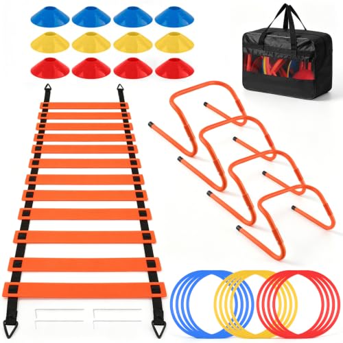 Speed & Agility Training Ladder and Hurdles Set for Soccer and Sports Drills