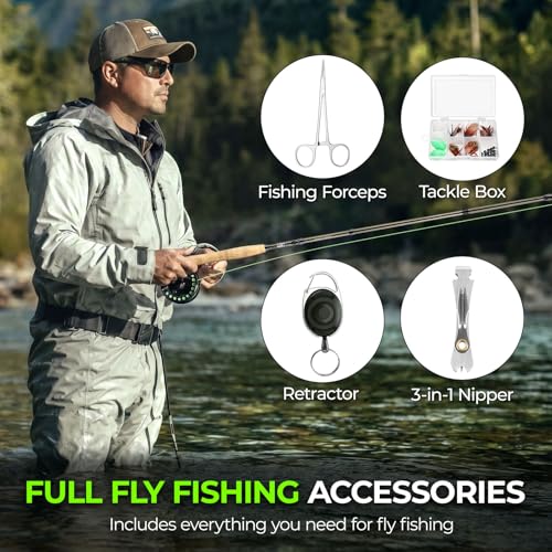 TOPFORT 5/6# 8FT Fly Fishing Rod & Reel Combo Kit with Complete Gear