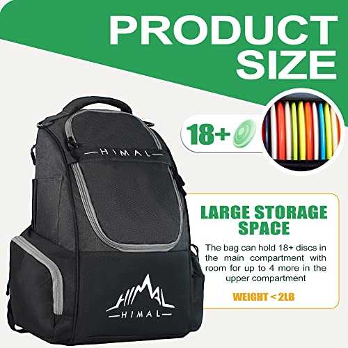 Himal Outdoors Disc Golf Bag Backpack - Black, Holds 22+ Discs Lightweight