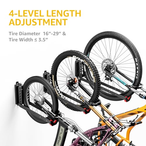 monTEK 4-Pack No-Lift Swivel Bike Wall Mount for Garage Storage