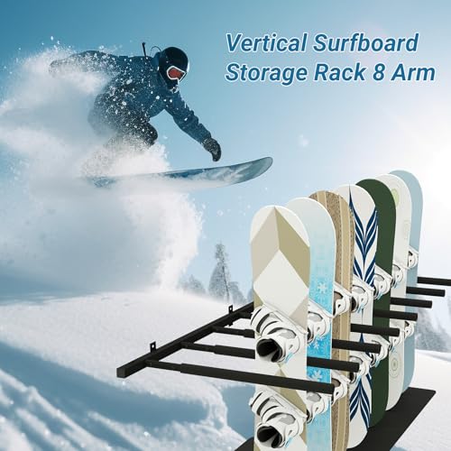 Neorexon Surfboard Wall Mount Rack 8 Arms - Safe Vertical Storage with Soft Sponge Sleeves