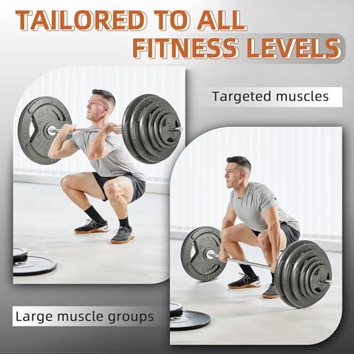 Fitvids 1 Inch Standard Barbell Weight Plates Set, 35 LB(2.5-10 LB) Barbell Weight Set for Home Gym Strength Training, Triple-handle Design