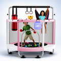 Pink & White 55-Inch Toddler Trampoline for Kids Ages 3-8 Indoor & Outdoor with Basketball & Accessories