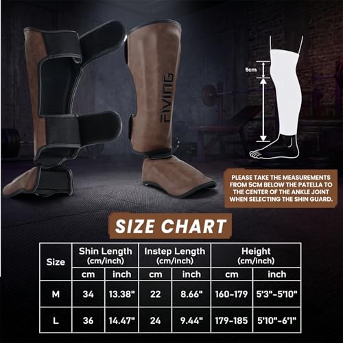 Retro Muay Thai Shin Guards for Men Women Dark Brown Large - Martial Arts Protective Gear