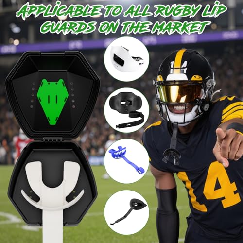 ARGOMAX Mouthguard Case with Clip for Football and Lacrosse - Black and Green