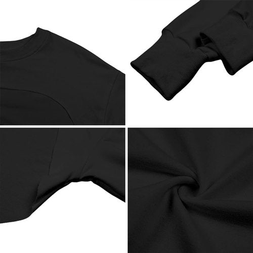 Hilinker Womens Cropped Crewneck Sweatshirt Long Sleeve Crop Top Casual Loose Workout Gym Black Medium