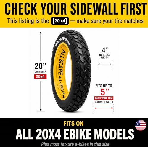Happy Ebikes 20x4 Fat Ebike Tires All-Terrain Tread 2 Pack - Durable Puncture-Resistant