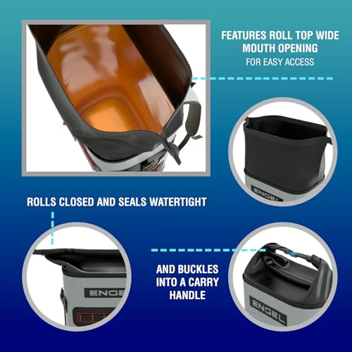 Engel BP25 25 Quart High-Performance Roll-Top Backpack Cooler Dark Gray/Seafoam