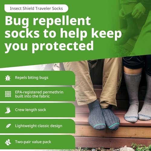 Insect Shield Traveler Socks X-Large Charcoal Bug Repellent Socks