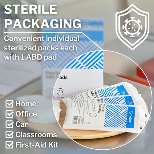 CareStock Abdominal Pads 20 Pack - Sterile Heavy Absorbency 5 x 9 in