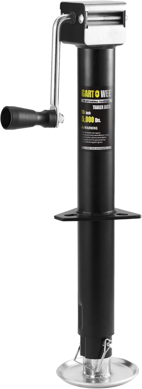 5000 lbs A-Frame Trailer Jack by [Brand Name] - Heavy Duty Side Wind Jack with 15" Vertical Travel & Adjustable Drop Leg