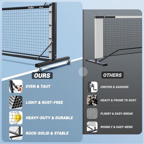 Fostoy Black Pickleball Net with Aluminum Frame & Dual Tension System