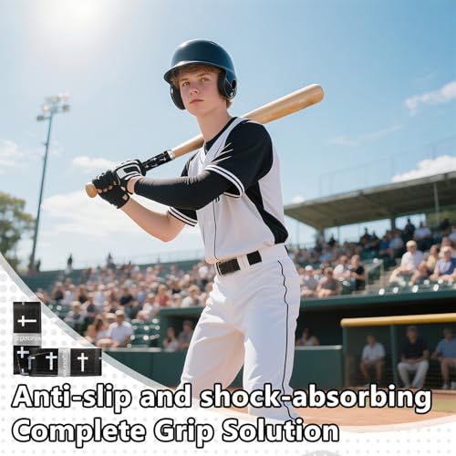 White Pink Blue Black Cross Bat Grip Wraps for Baseball & Softball - Non-Slip Elite Batting Tape (4 Pack)