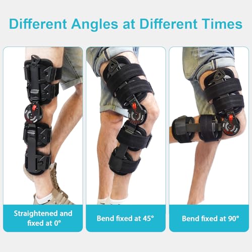 KD ROM Hinged Knee Brace for ACL, MCL, PCL & Post-Op Support, Adjustable Stability