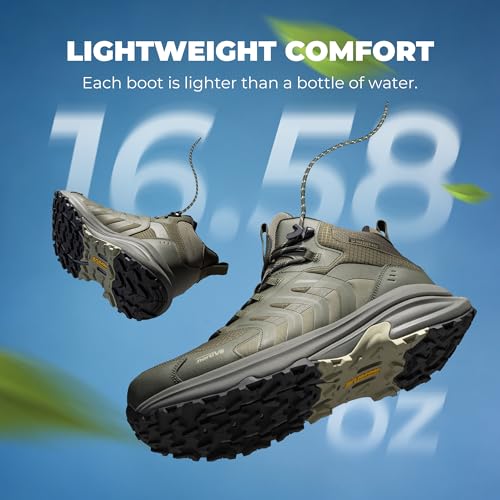 Men's Waterproof Hiking Boots - NORTIV 8 PRO, Army Green, Size 10