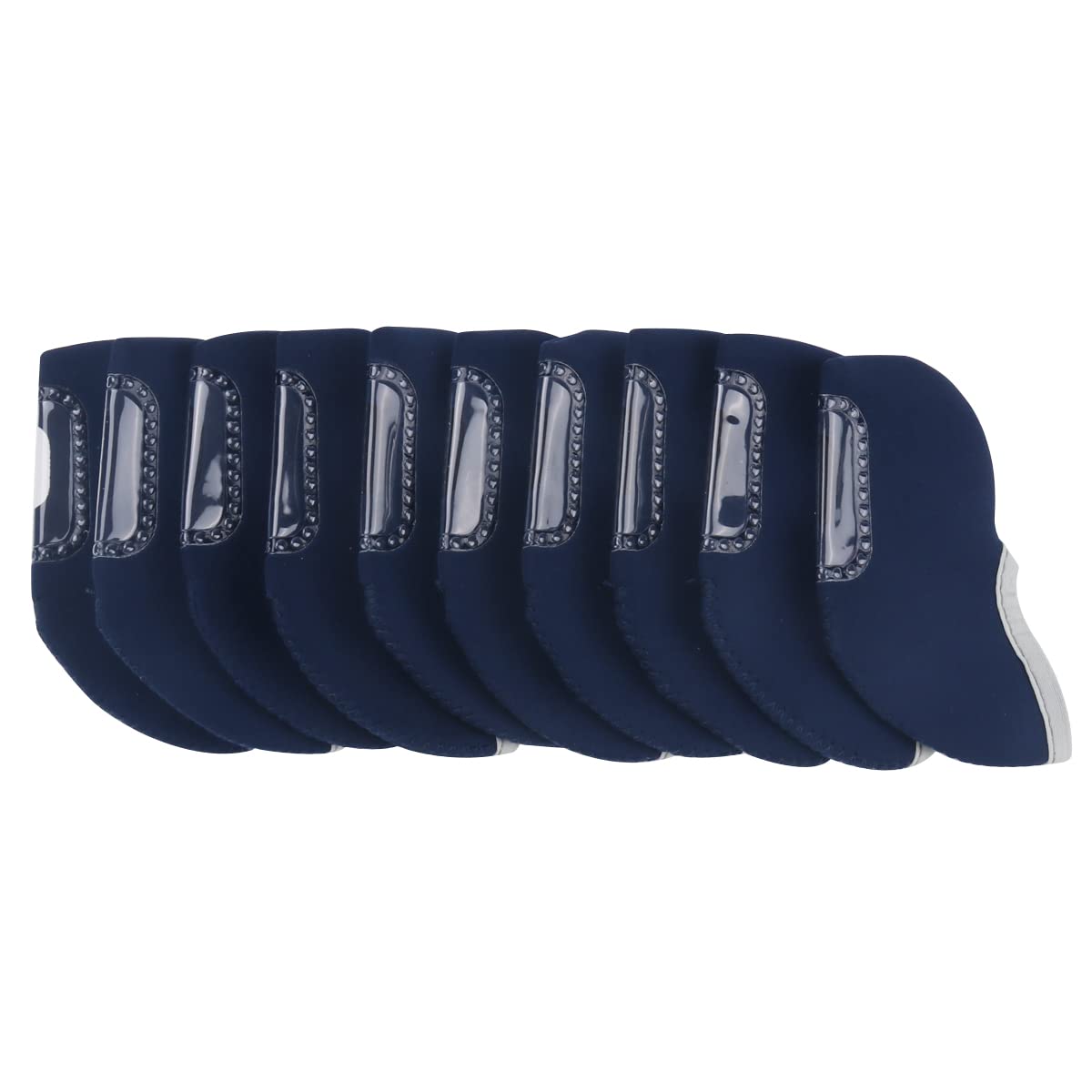 SEACLOUD 10pcs Neoprene Golf Iron Cover See Through Window Head Cover Deep Blue Headcover