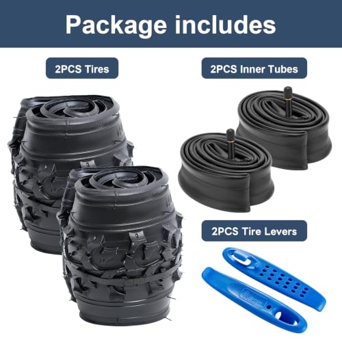 20x1.95 Bike Tires with Tubes & Tire Levers - Mountain & Off-Road Use