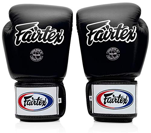 Fairtex BGV1 Muay Thai Boxing Sparring Gloves Black 16 oz - Premium Lightweight Shock Absorbing MMA Gloves