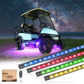 4PCS Golf Cart Underglow Light Kit with Canopy Lights IP67 Waterproof 24 Color Modes Wireless Remote Music Sync 12V-80V Fit for Yamaha EZGO Club Car