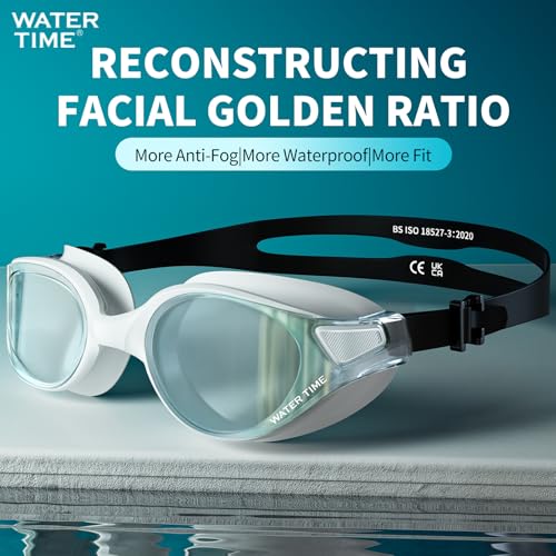 Swim Goggles for Adults with Anti-Fog & UV Protection - Pearl White