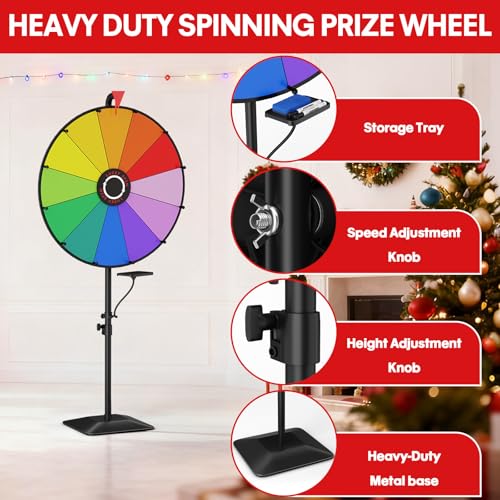 24-Inch Prize Wheel with Adjustable Height & Heavy-Duty Base - Floor Version