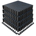 PRAISUN 0.6-Inch Thick Interlocking Rubber Gym Floor Tiles, 24 Tiles (96 Sq Ft), Black/Blue