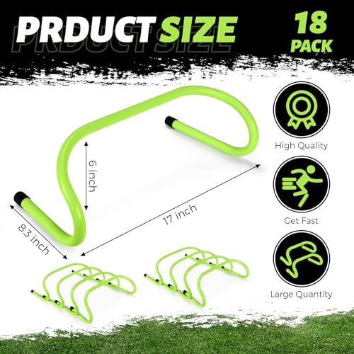 Mini Agility Training Hurdles Set - 18 Pack for Speed & Footwork Drills - Green