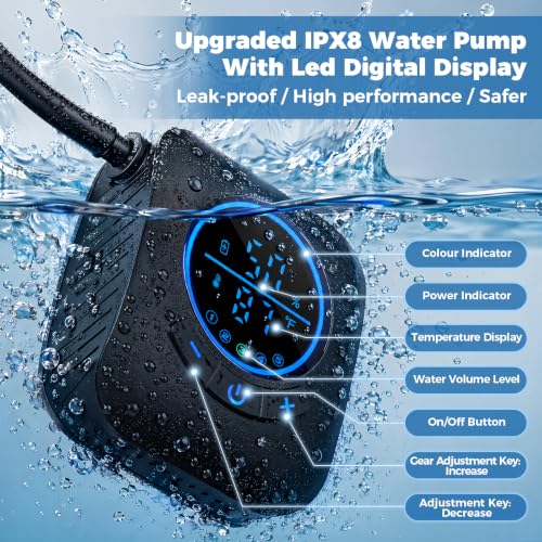 Ivuqa Portable Camping Shower with Heater - Black, 20L Foldable Bucket, Rechargeable Pump, IPX8 Waterproof, Auto-Off Heated, LED Display for Hiking & Travel