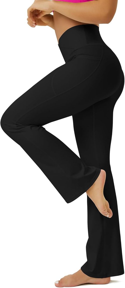 FOHOFO Yoga Pants - High Waisted Bootcut Leggings with Pockets for Women | Flare Design